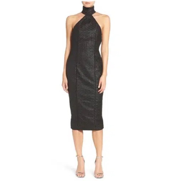 MISHA COLLECTION Black Sleeveless Halter Sheath Dress - Picture 1 of 5